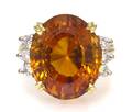 An 18 Karat Yellow Gold Citrine and Diamond Ring