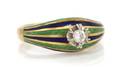 An 18 Karat Yellow Gold Enamel and Diamond Ring