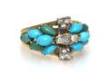 A 14 Karat Yellow Gold Turquoise and Diamond Ring