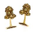 A Pair of 18 Karat Yellow Gold and Enamel Poodle Cufflinks David Webb