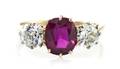 An Edwardian 18 Karat Yellow Gold Natural Ruby and Diamond Ring