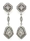 A Pair of Platinum and Diamond Ear Pendants Michael Beaudry