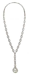 An 18 Karat White Gold Cultured South Sea Pearl and Diamond Necklace