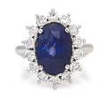 An 18 Karat White Gold Sapphire and Diamond Ring