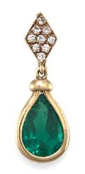 An 18 Karat Yellow Gold Emerald and Diamond Pendant