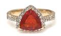 A 14 Karat Yellow Gold Fire Opal and Diamond Ring