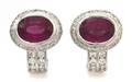 A Pair of 18 Karat White Gold Diamond and Pink Tourmaline Earclips