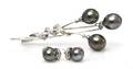 A Set of 18 Karat White Gold Cultured Tahitian Pearl and Diamond Jewelry