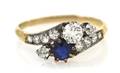 An Art Deco Yellow Gold Sapphire and Diamond Ring