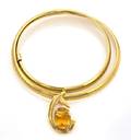 A 14 Karat Yellow Gold Omega Necklace with Citrine Slide Pendant