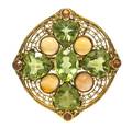 An Arts and Crafts Era 18 Karat Yellow Gold Peridot Fire Opal and Orange Sapphire PendantBrooch Tiffany  Co
