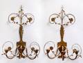 PAIR OF PAINTED METAL THREE LIGHT SCONCES
