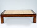 CONTEMPORARY FRUITWOOD AND SEAGRASS INSET LOW TABLE