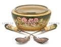 An English Ceramic and Silverplate Salad Set