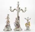 A Pair of German Porcelain Figural Candelabra Bases Von Schierholz