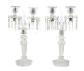 A Pair of Molded and Frosted Glass Figural TwoLight Candelabra