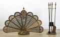A Victorian Brass Fan Form Fire Screen