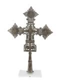 A South American Silvered Brass Processional Cross