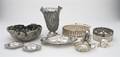 A Collection of Silvered Metal Decorative Articles