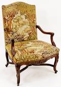 French Walnut  Needpoint Upholstered Armchair