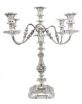 A Continental Silverplate FiveLight Candelabra