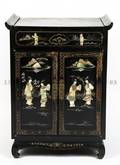 A Chinese Lacquered and Parcel Gilt Cabinet