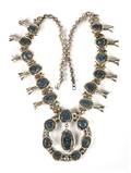 An American Silver and Turquoise Squash Blossom Necklace