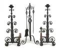 A Pair of Wrought Iron Andirons