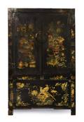 An Asian Lacquered Wood Armoire