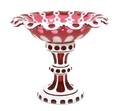 A Continental Cranberry Cased Glass Compote