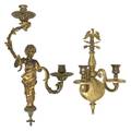 Two Cast Metal TwoLight Sconces