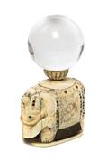 A Japanese Jeweled Ivory and Bone Elephant