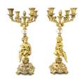 A Pair of Louis XV Style Brass FourLight Candelabra