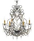 A Metal and Glass SixLight Chandelier