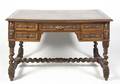 A Carved Wood Partners Desk