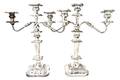 Two Pairs of Silverplate ThreeLight Candelabra