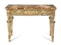 An Italian Neoclassical Painted and Parcel Gilt Console Table