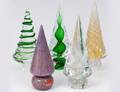 GROUP OF FIVE MURANO GLASS SPIRAL TREES