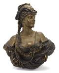 A Continental Parcel Gilt and Patinated Bronze Bust of a Lady