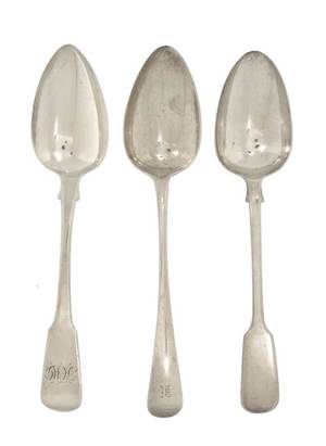 Two Pairs of English Silver Serving Spoons Samuel Godbehere Edward Wigan  James Boult