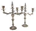 A Pair of Sheffield Plate TwoLight Candelabra