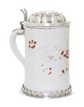 A German Silver Mounted Porcelain Stein