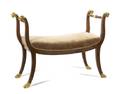 A Regency Style Fruitwood and Parcel Gilt Window Bench