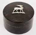 Round Tortoiseshell Dresser Box with Animal Mount