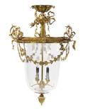 A Louis XVI Style Dore Bronze and Glass Lantern
