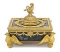 An Empire Style Gilt Bronze and Marble Encrier