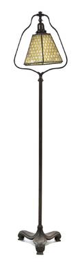 A Handel Cast Metal Harp Floor Lamp