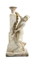 An Italian Carved Alabaster Lamp