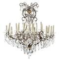 A Continental Brass and Glass TwentyFourLight Chandelier