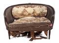 A Louis XVI Style Painted and Parcel Gilt Settee